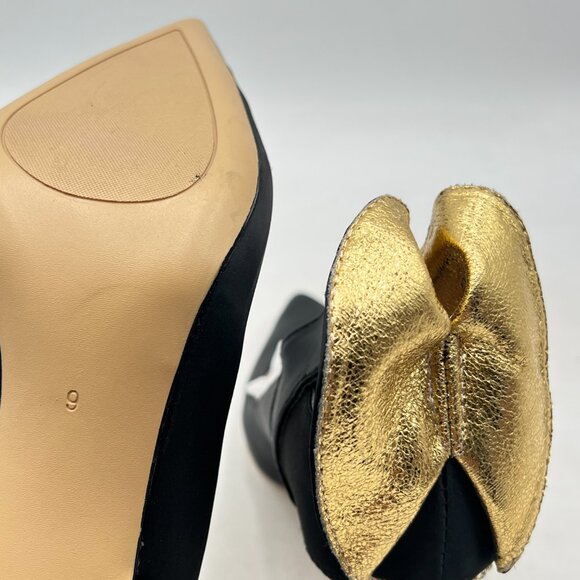 FSJ Black Satin Pumps Pointed Toe Crystal Block High Heels Slip On Wedding Shoes - Picture 6 of 8